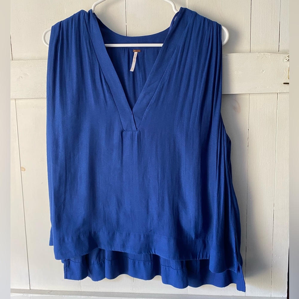 Blue Free People Top with Draped Back